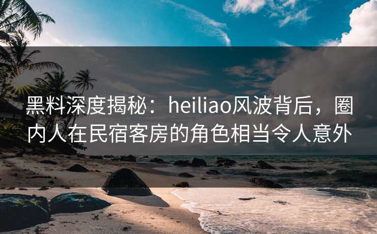 黑料深度揭秘：heiliao风波背后，圈内人在民宿客房的角色相当令人意外