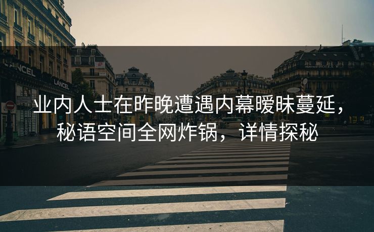 业内人士在昨晚遭遇内幕暧昧蔓延，秘语空间全网炸锅，详情探秘