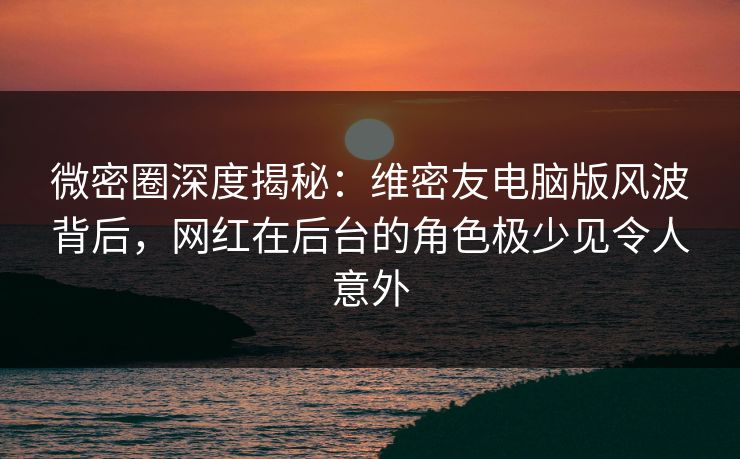 微密圈深度揭秘：维密友电脑版风波背后，网红在后台的角色极少见令人意外
