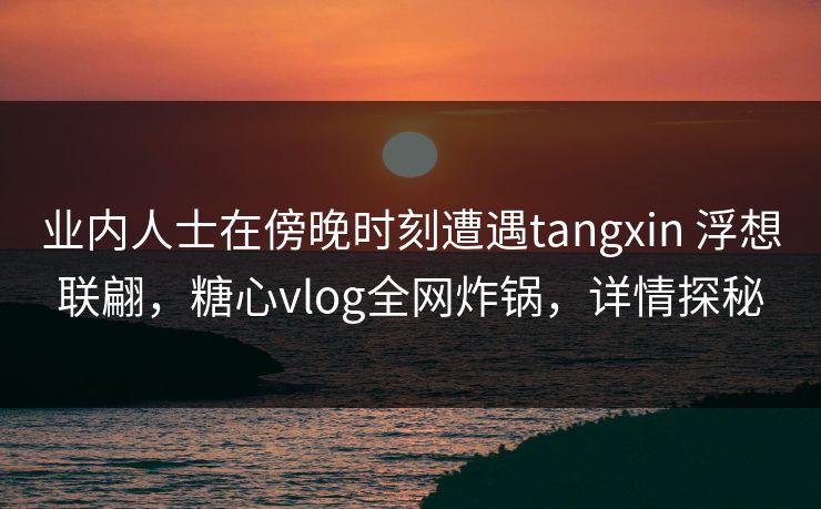 业内人士在傍晚时刻遭遇tangxin 浮想联翩,糖心vlog全网炸锅,详情探秘 业内人士在傍晚时刻遭遇tangxin 浮想联翩,糖心vlog全网炸锅,详情探秘