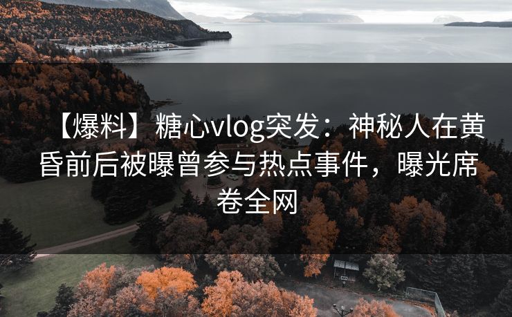 【爆料】糖心vlog突发：神秘人在黄昏前后被曝曾参与热点事件，曝光席卷全网